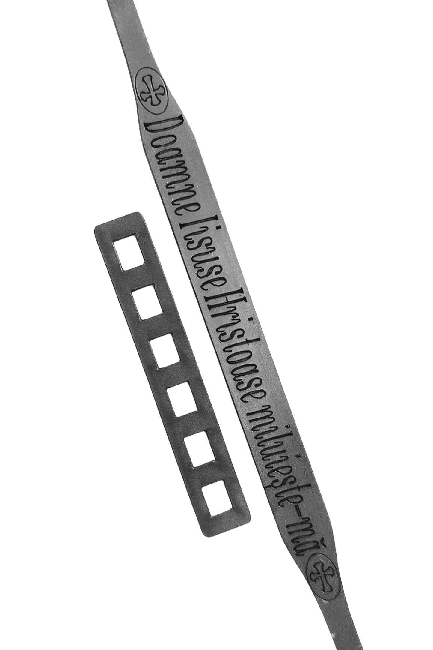 Brăţara îngustă cu Rugăciunea Inimii din piele neagră