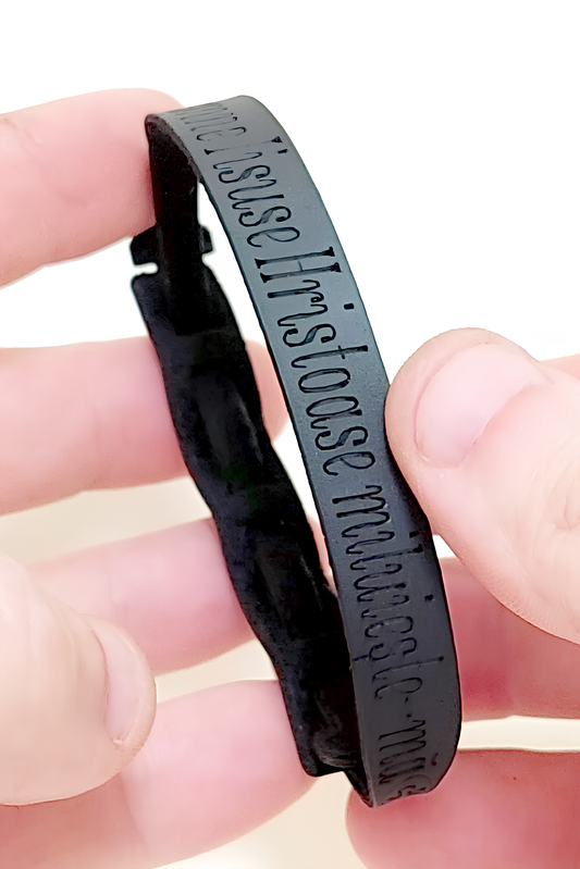 Brăţara îngustă cu Rugăciunea Inimii din piele neagră