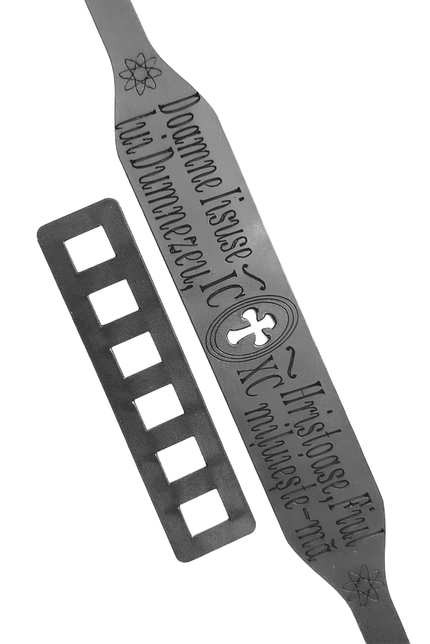 Brăţara lată cu Cruce din piele neagră